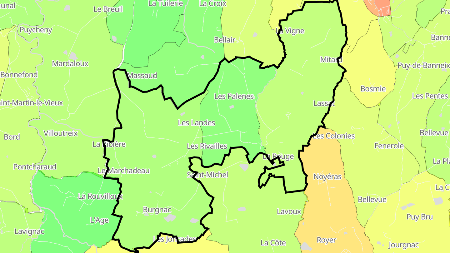 Carte des prix de l'immobilier Burgnac