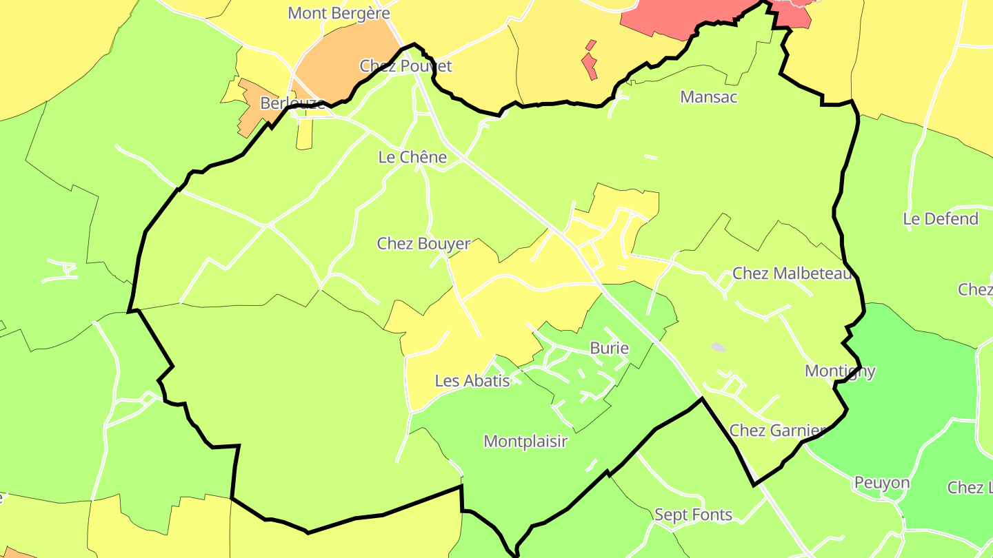 Carte des prix de l'immobilier Burie