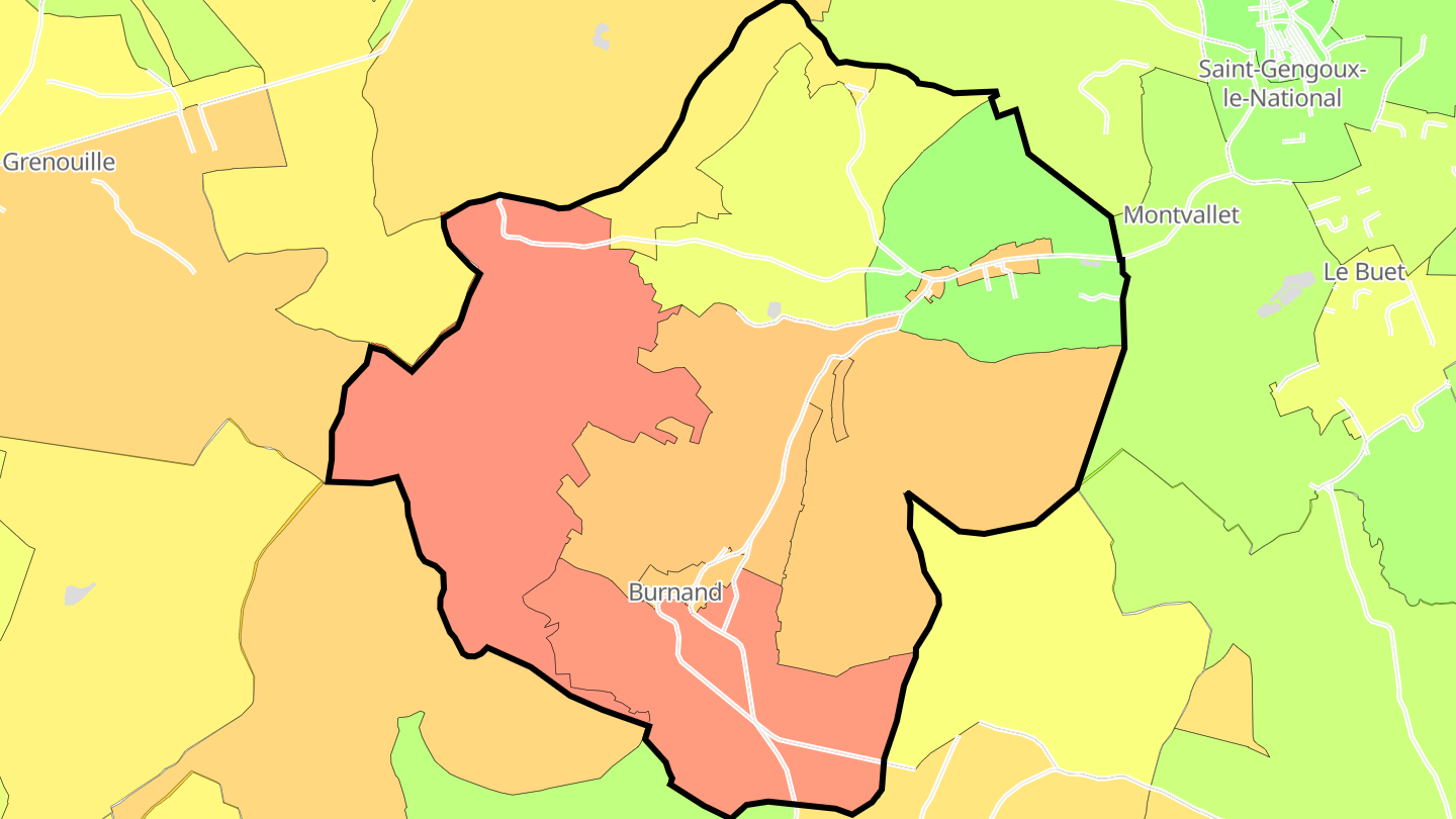 Carte des prix de l'immobilier Burnand