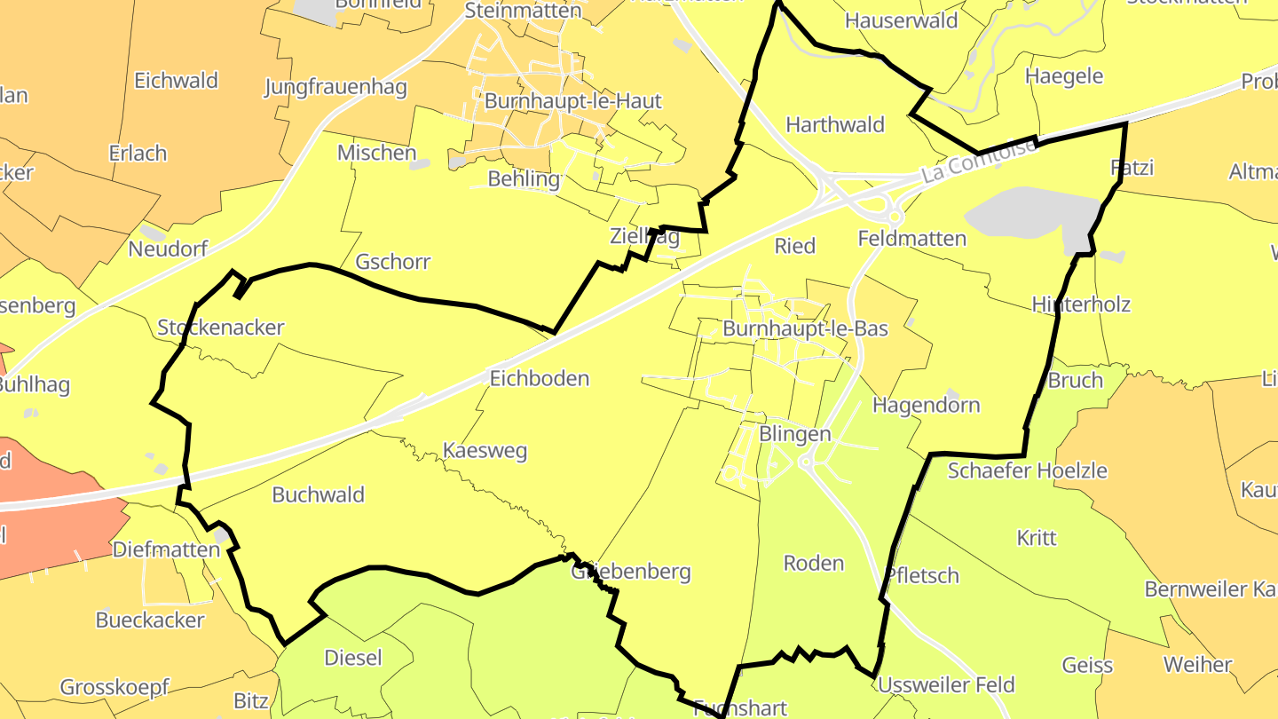 Carte des prix de l'immobilier Burnhaupt-le-Bas