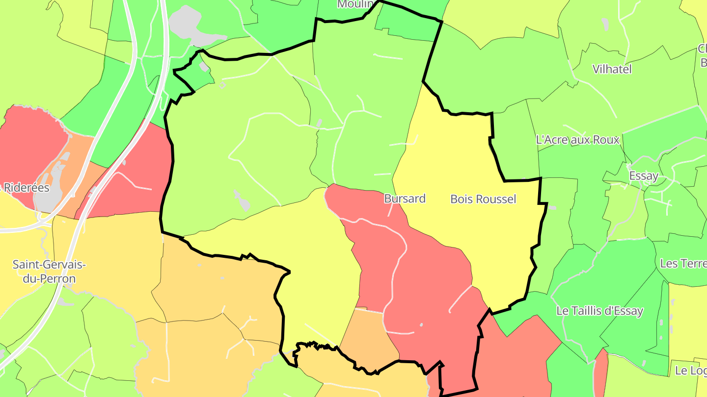 Carte des prix de l'immobilier Bursard