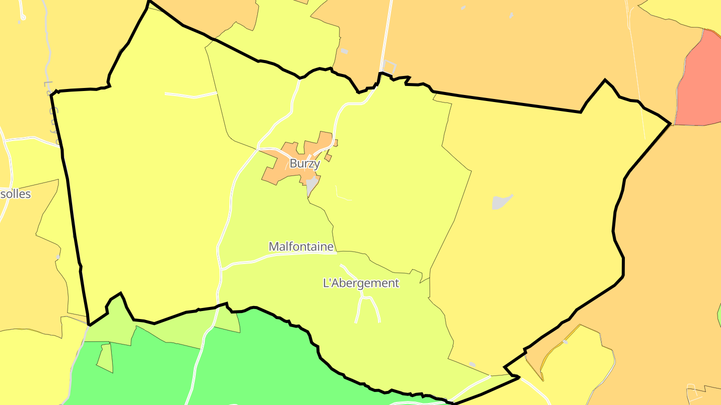 Carte des prix de l'immobilier Burzy