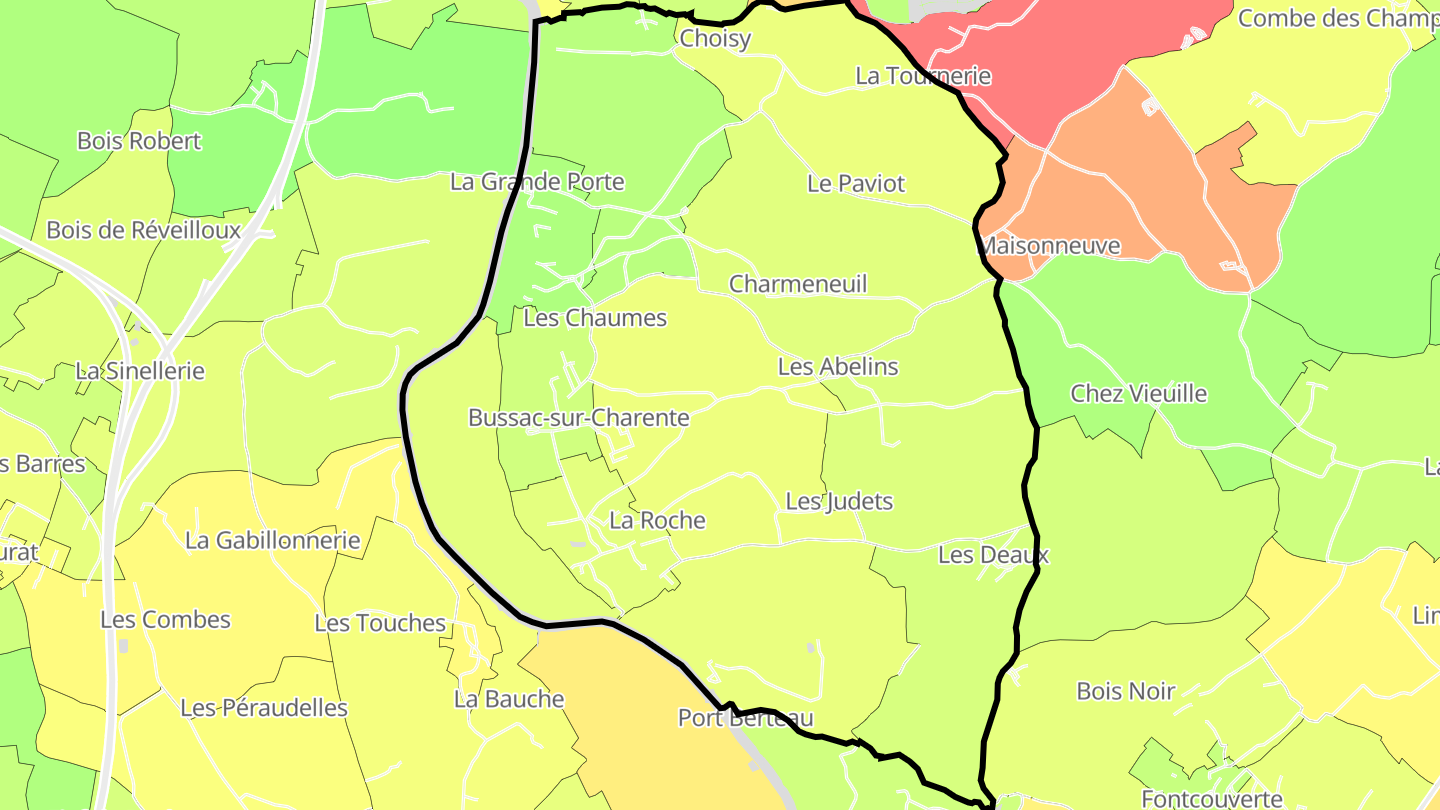 Carte des prix de l'immobilier Bussac-sur-Charente