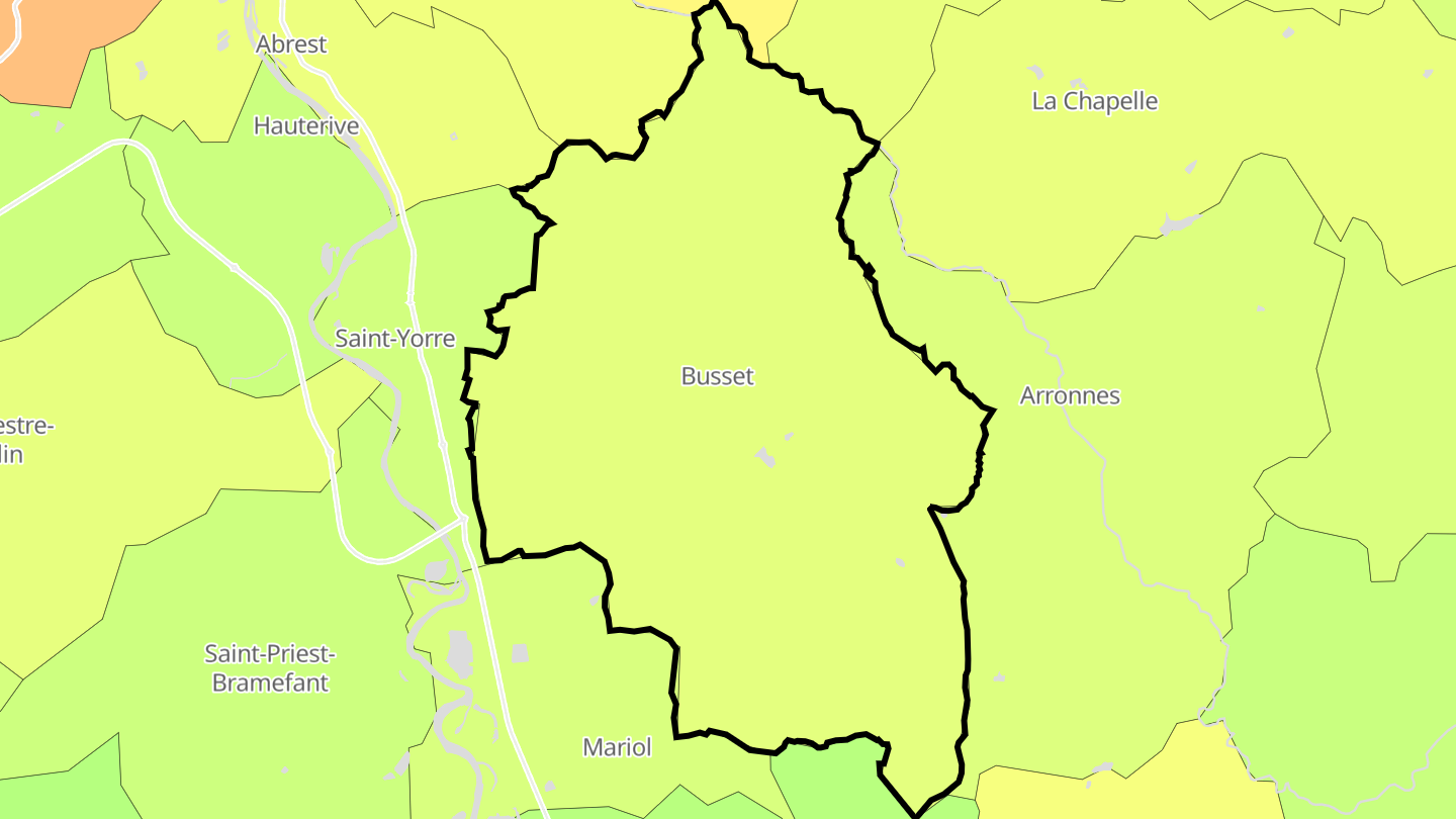 Carte des prix de l'immobilier Busset