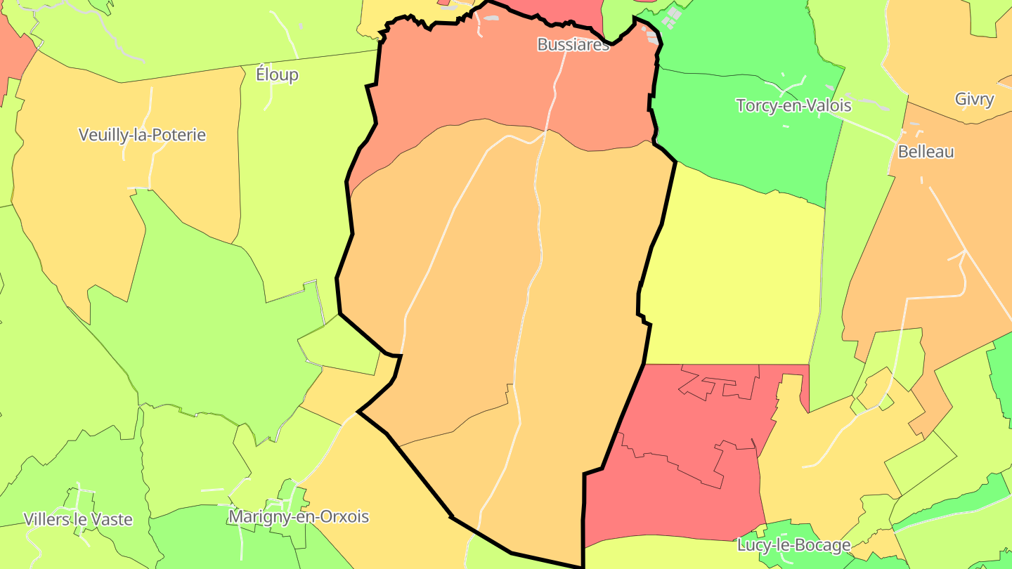 Carte des prix de l'immobilier Bussiares