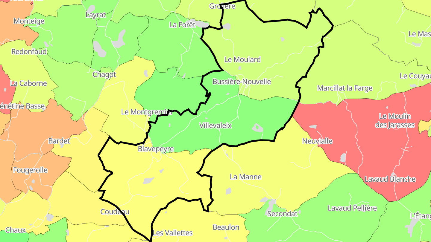 Carte des prix de l'immobilier Bussière-Nouvelle
