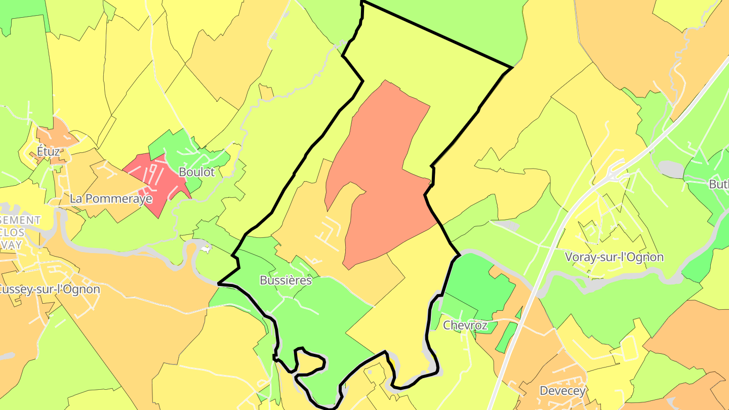 Carte des prix de l'immobilier Bussières