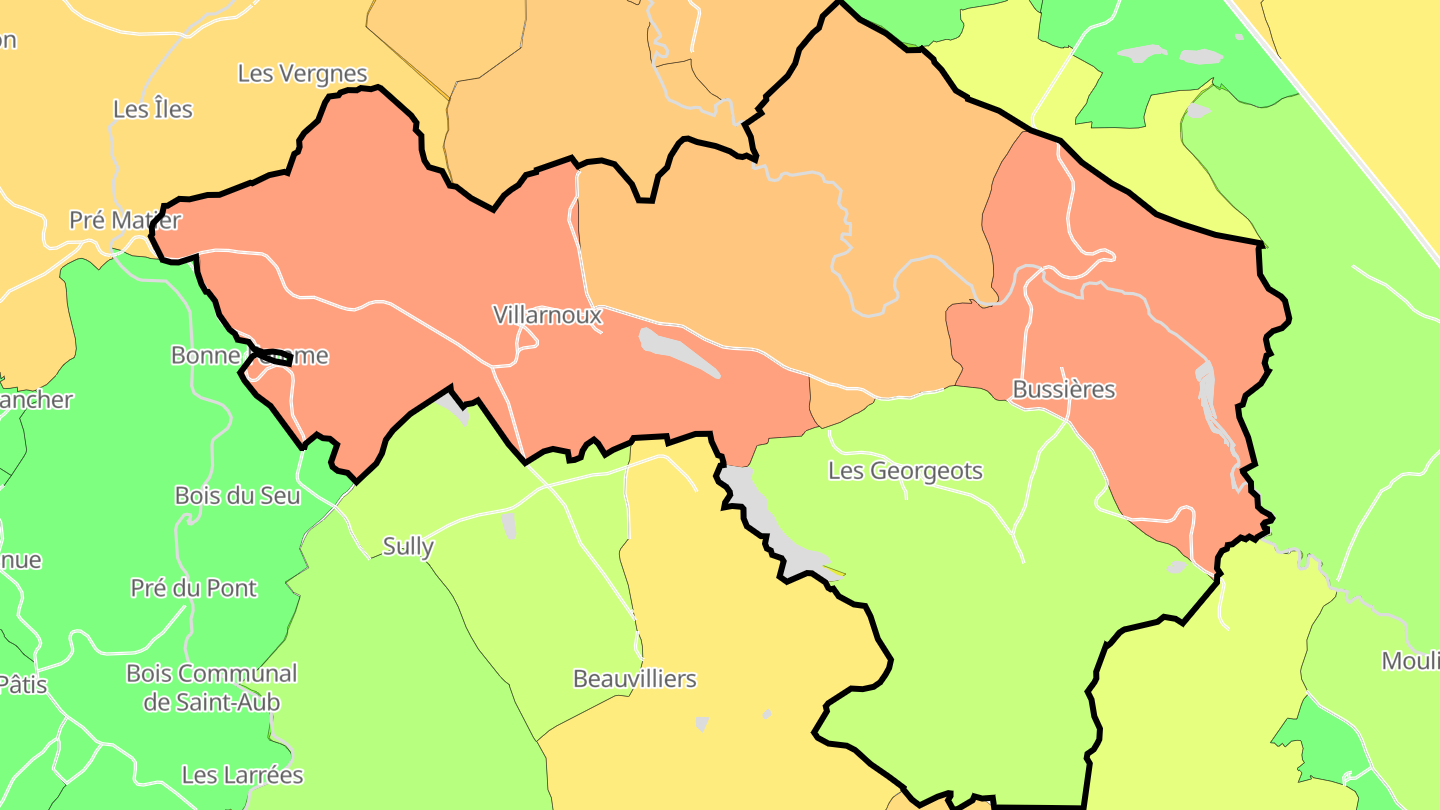 Carte des prix de l'immobilier Bussières