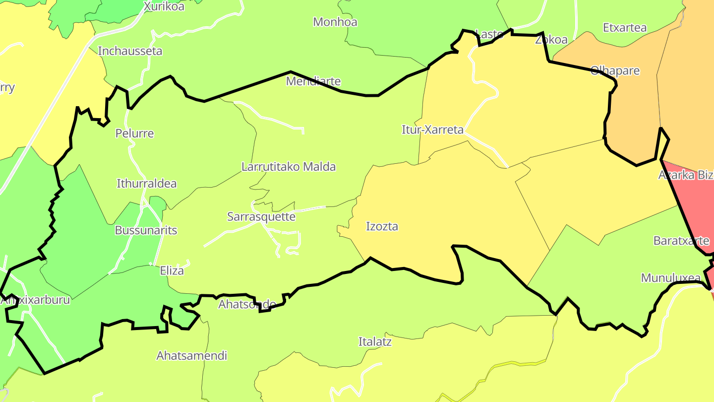 Carte des prix de l'immobilier Bussunarits-Sarrasquette