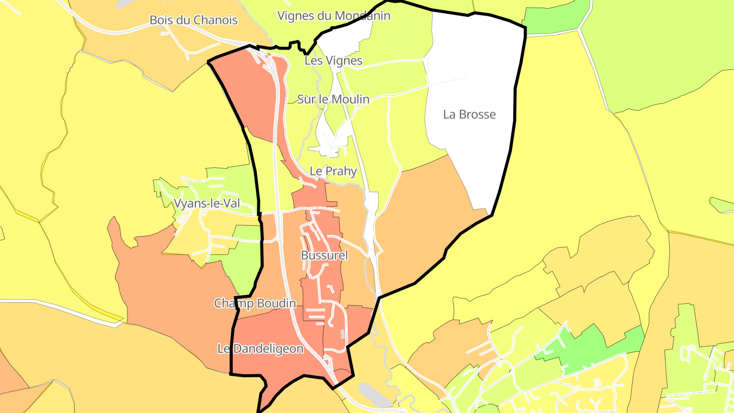 Carte des prix de l'immobilier Bussurel