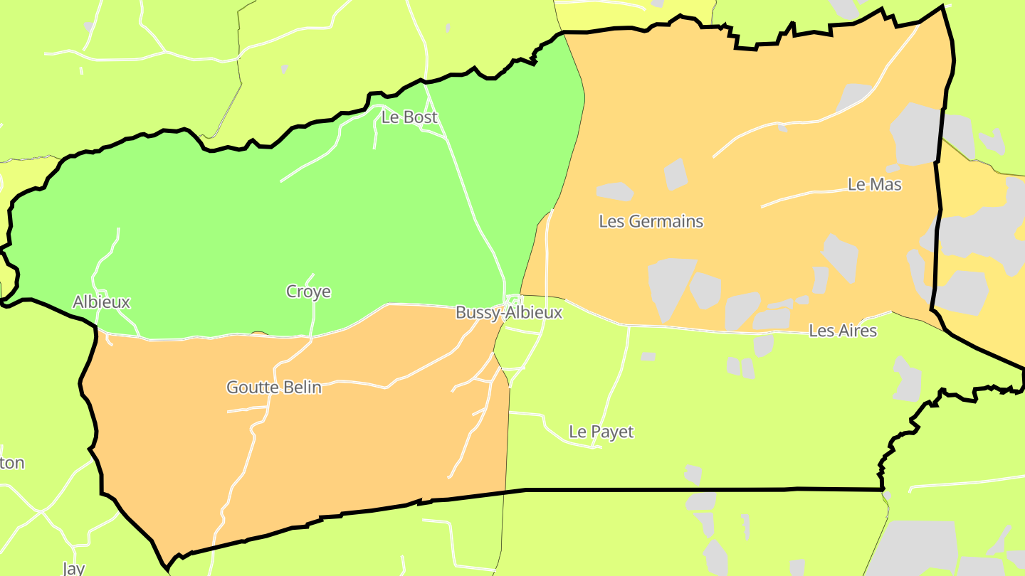 Carte des prix de l'immobilier Bussy-Albieux