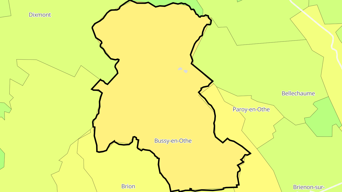 Carte des prix de l'immobilier Bussy-en-Othe
