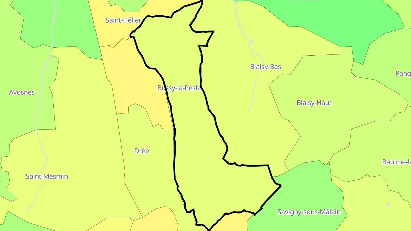 Carte des prix de l'immobilier Bussy-la-Pesle