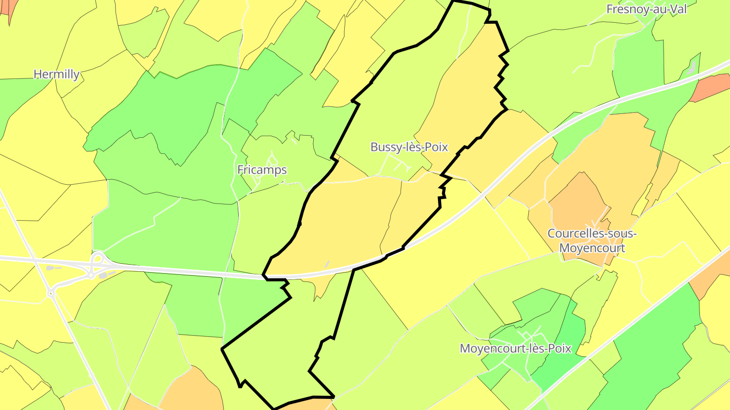 Carte des prix de l'immobilier Bussy-lès-Poix