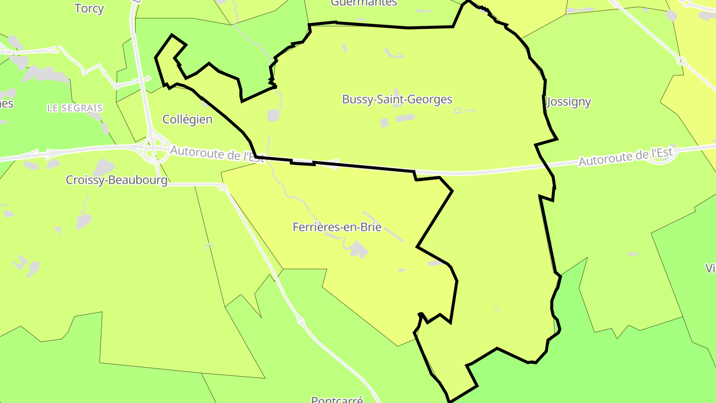 Carte des prix de l'immobilier Bussy-Saint-Georges