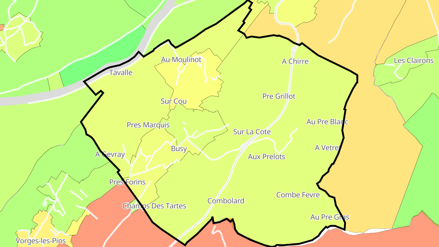 Carte des prix de l'immobilier Busy