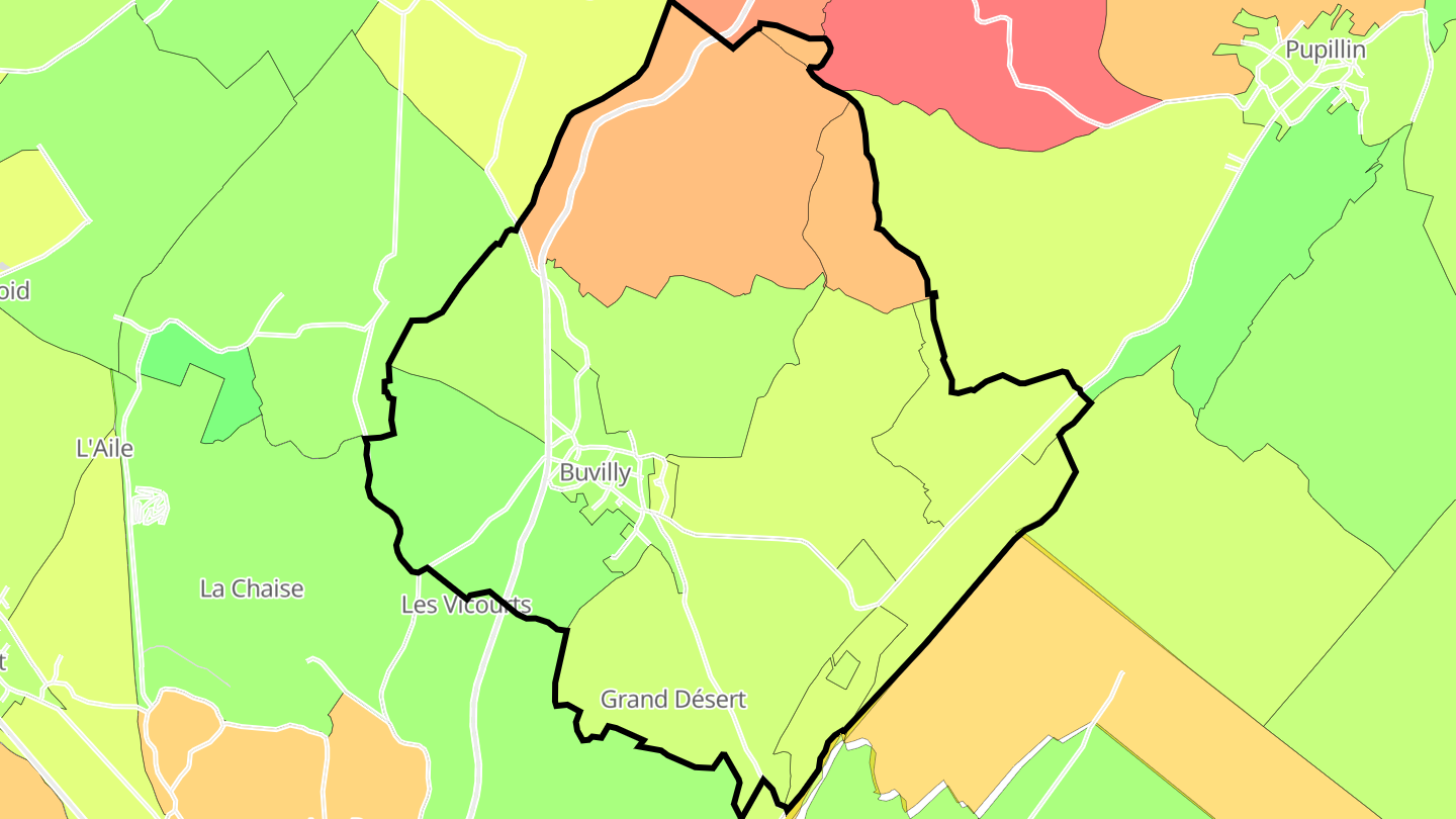 Carte des prix de l'immobilier Buvilly