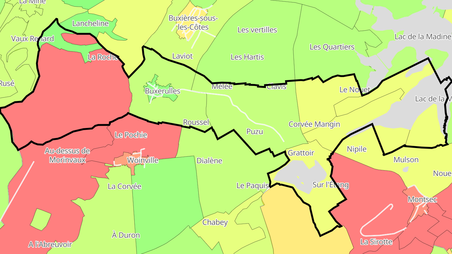 Carte des prix de l'immobilier Buxerulles