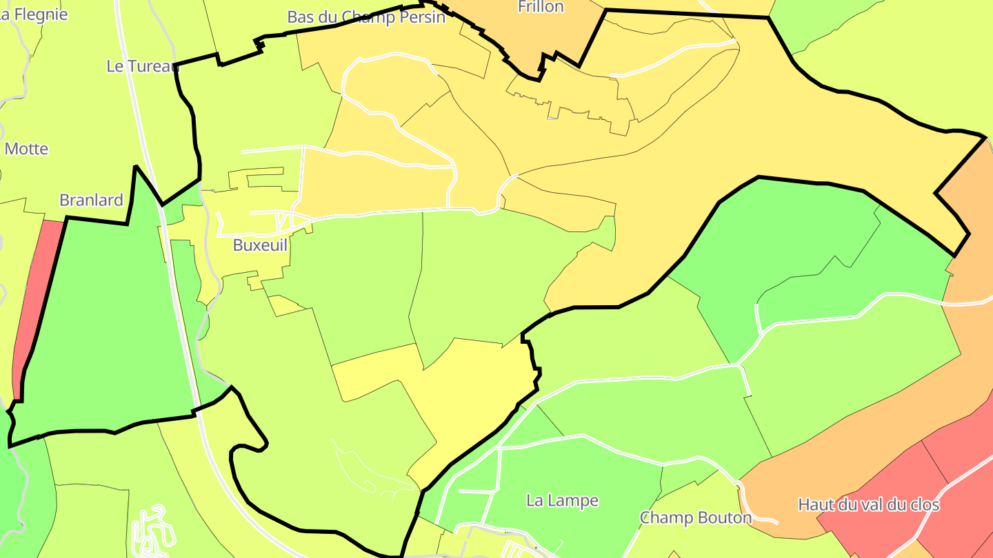 Carte des prix de l'immobilier Buxeuil