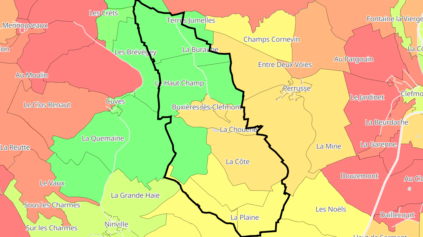 Carte des prix de l'immobilier Buxières-lès-Clefmont