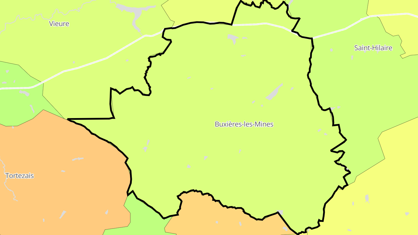 Carte des prix de l'immobilier Buxières-les-Mines