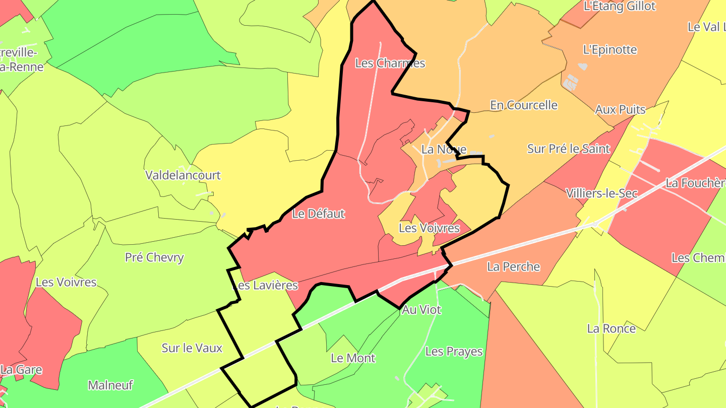 Carte des prix de l'immobilier Buxières-lès-Villiers