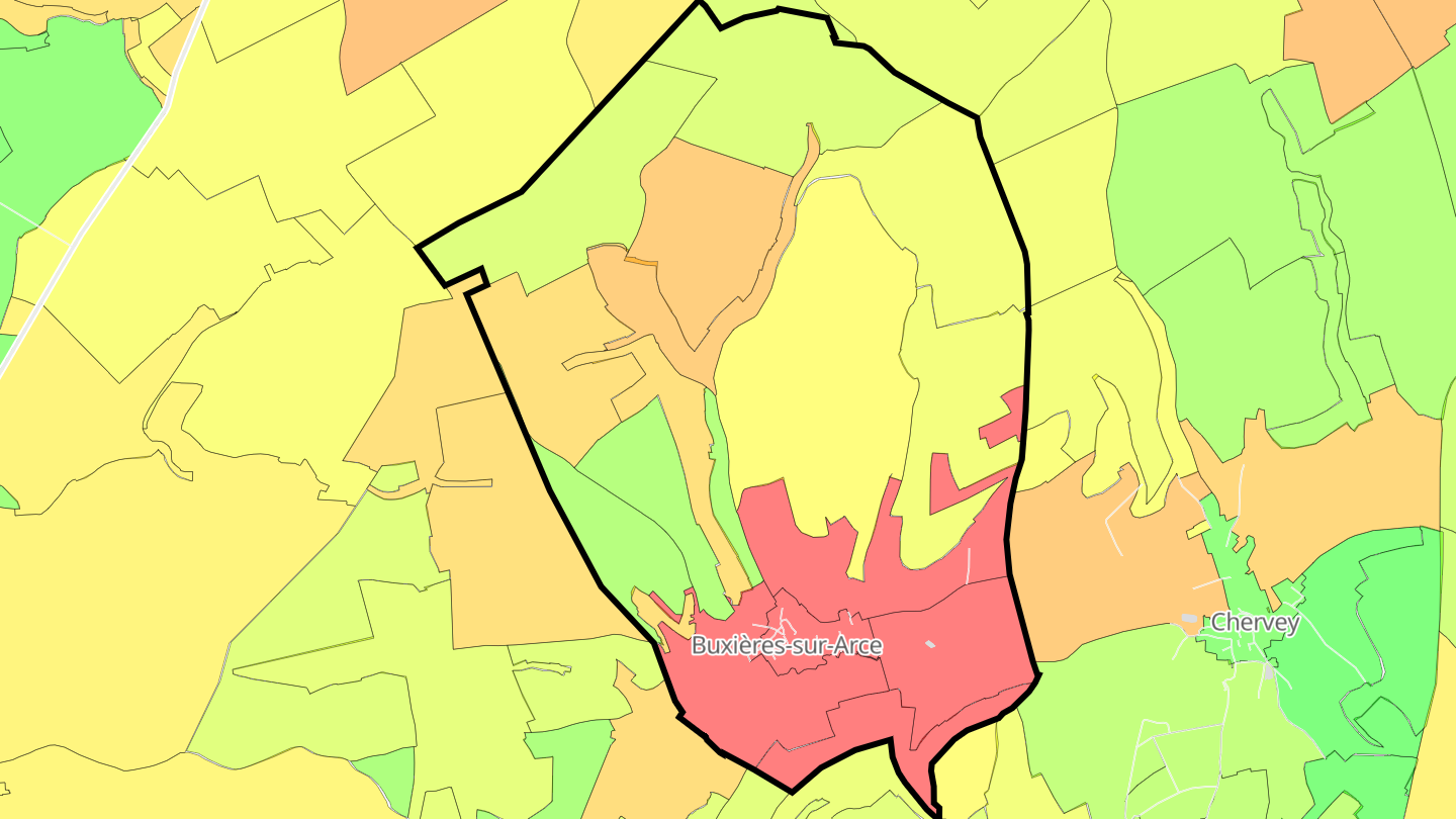 Carte des prix de l'immobilier Buxières-sur-Arce