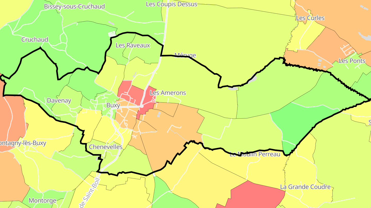 Carte des prix de l'immobilier Buxy