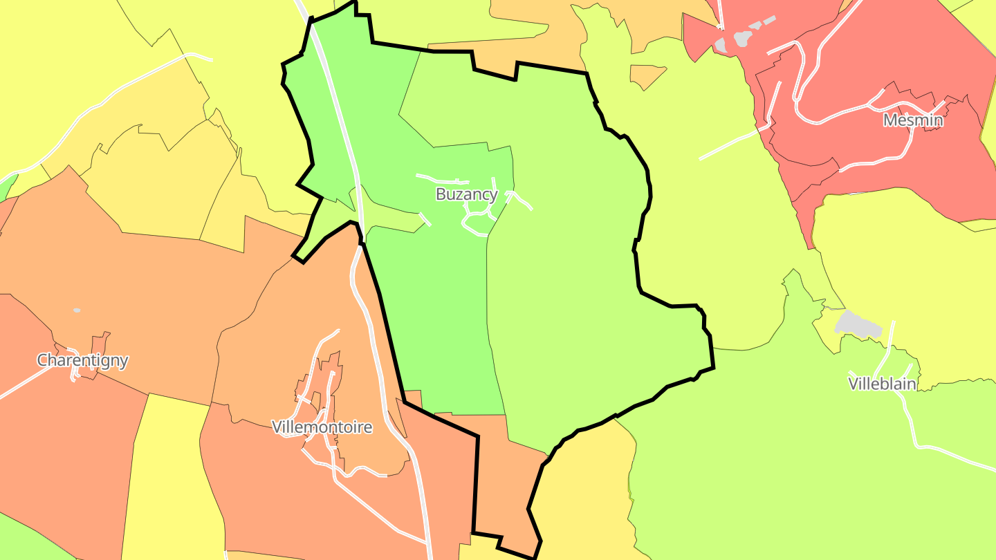 Carte des prix de l'immobilier Buzancy
