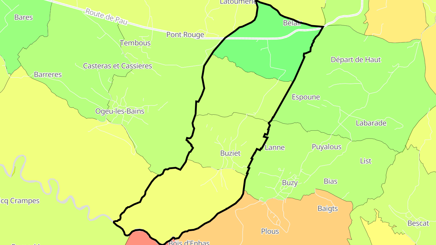 Carte des prix de l'immobilier Buziet