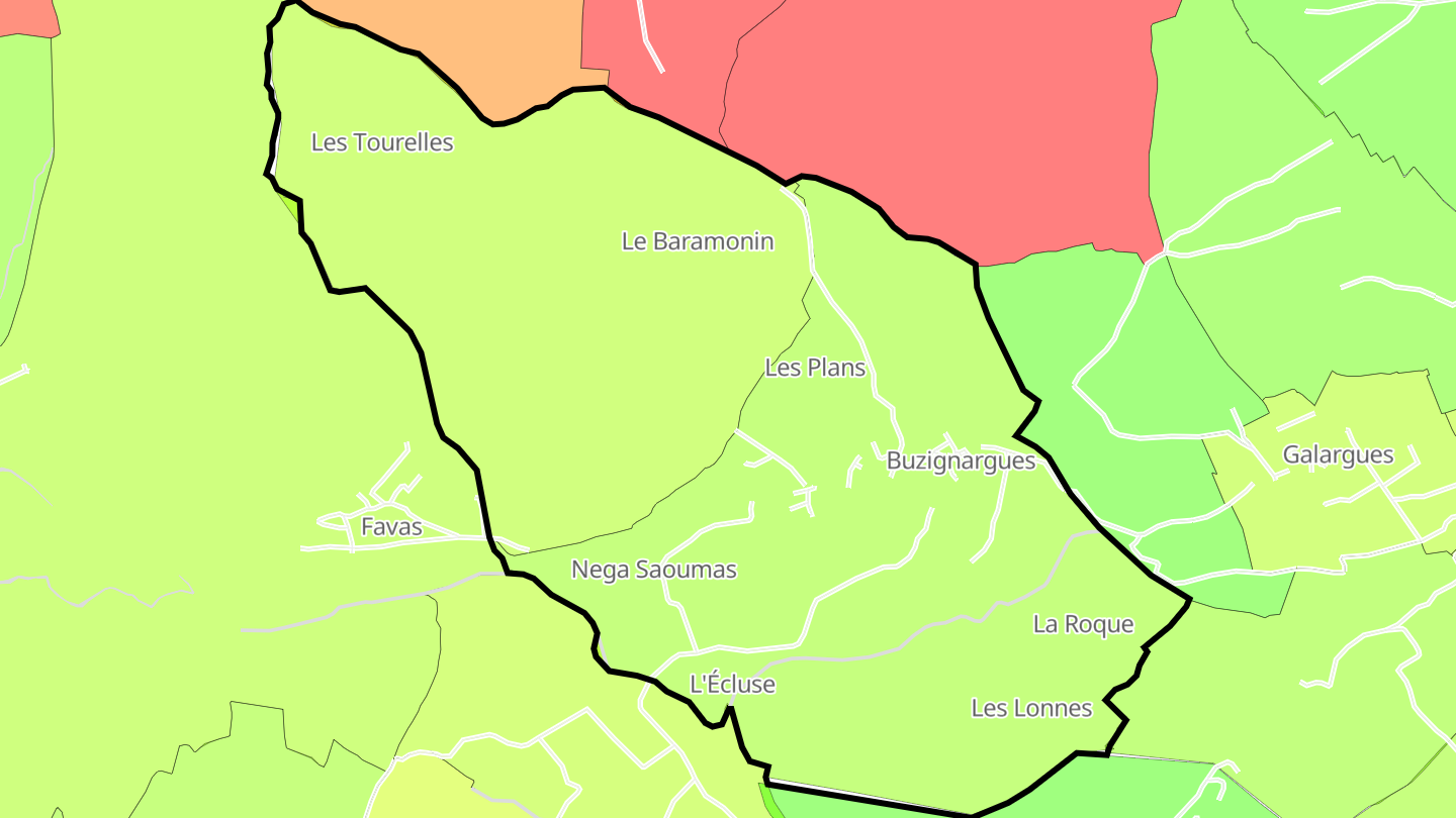 Carte des prix de l'immobilier Buzignargues