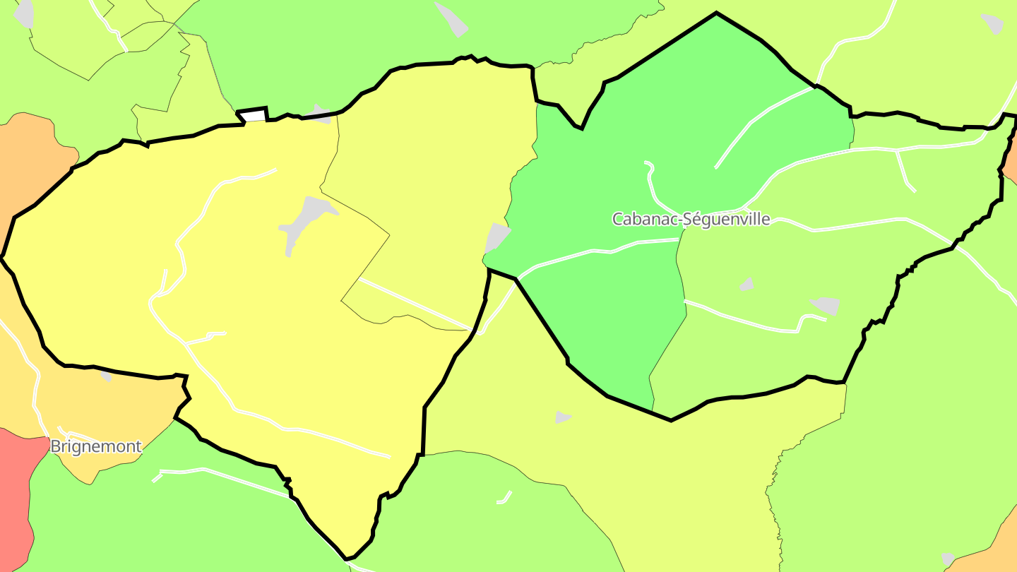 Carte des prix de l'immobilier Cabanac-Séguenville