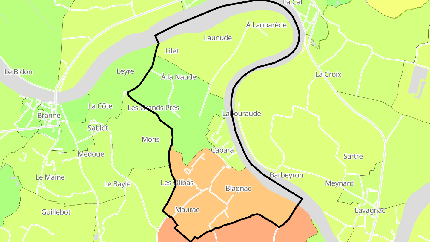 Carte des prix de l'immobilier Cabara