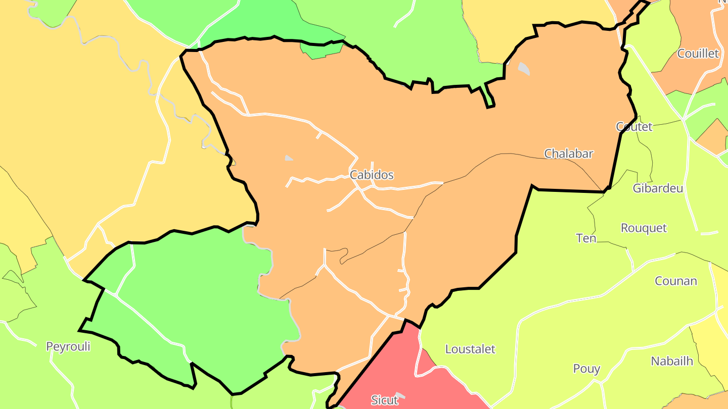 Carte des prix de l'immobilier Cabidos