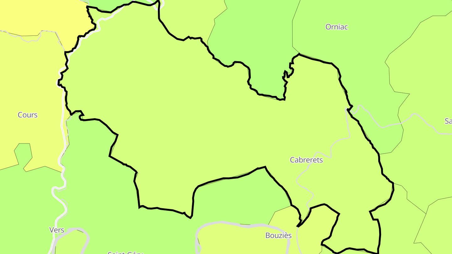 Carte des prix de l'immobilier Cabrerets
