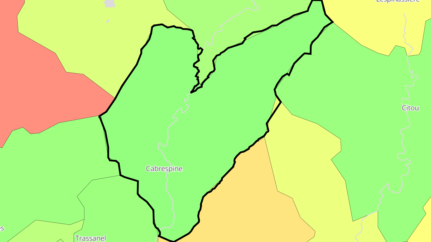 Carte des prix de l'immobilier Cabrespine