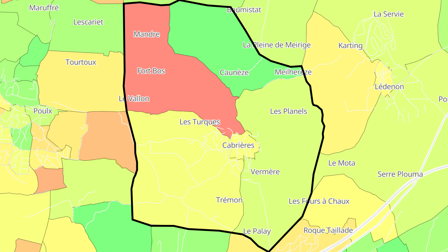 Carte des prix de l'immobilier Cabrières