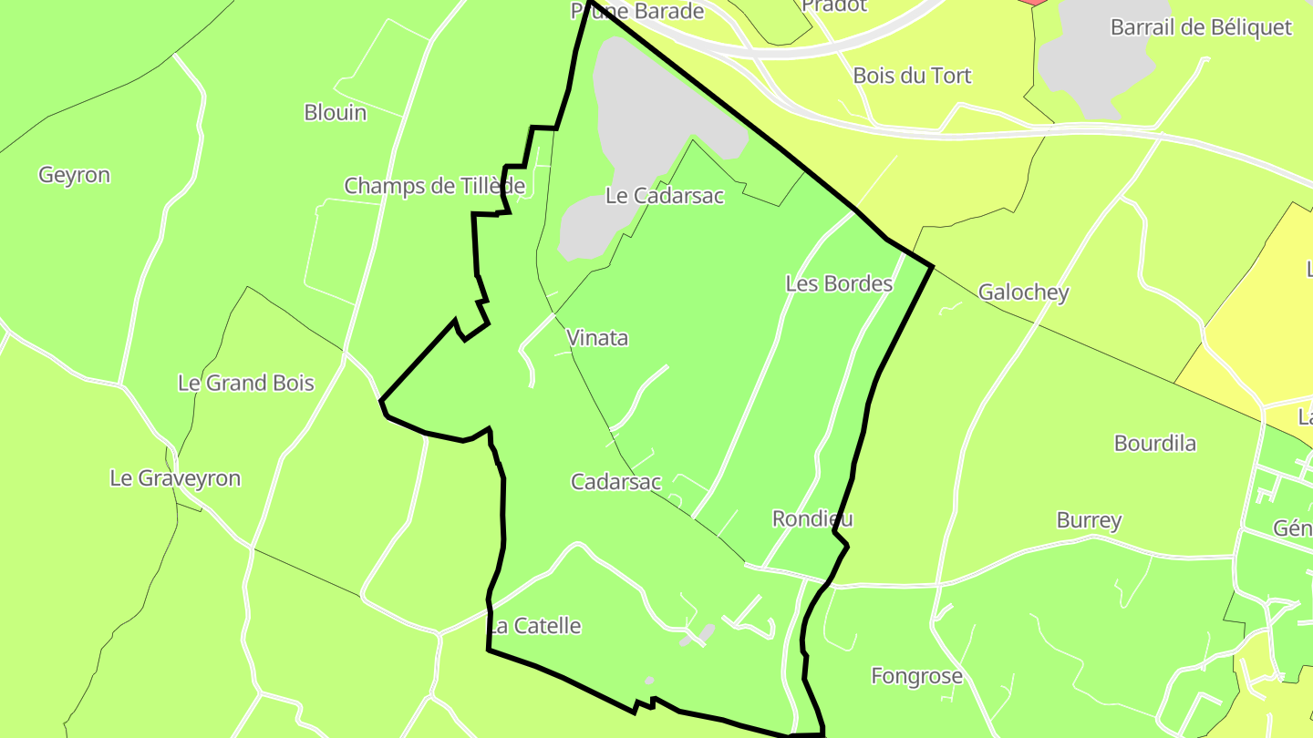 Carte des prix de l'immobilier Cadarsac