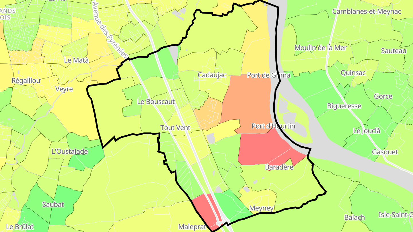 Carte des prix de l'immobilier Cadaujac