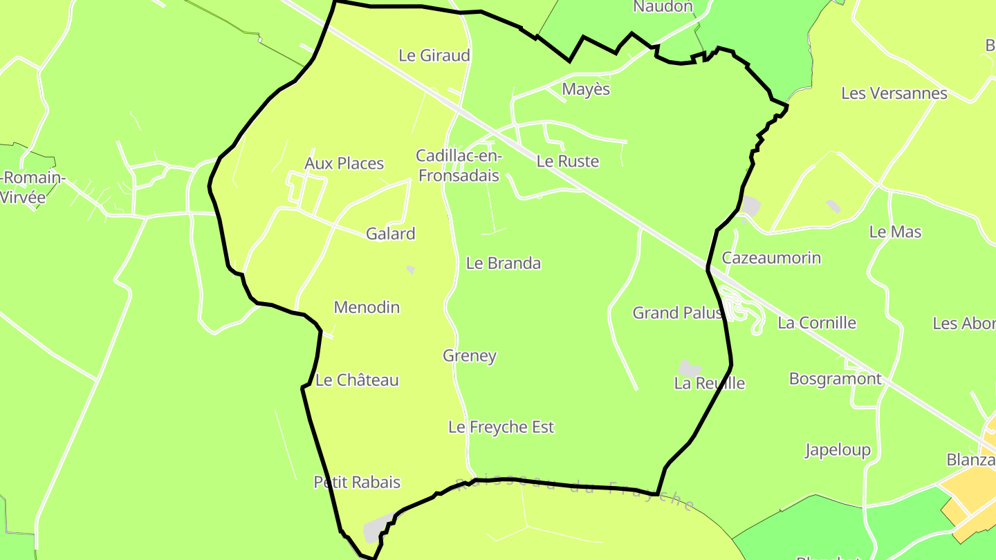 Carte des prix de l'immobilier Cadillac-en-Fronsadais