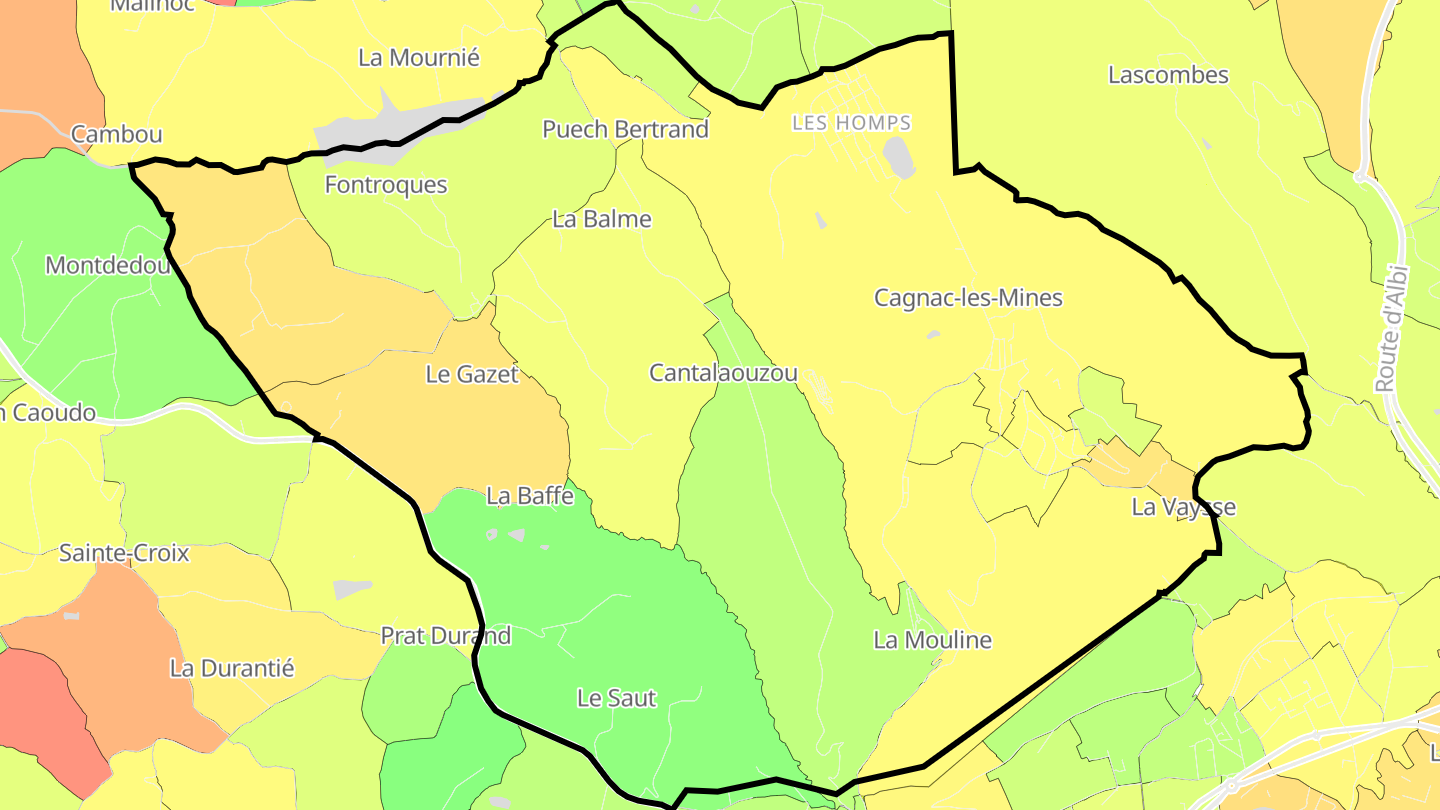 Carte des prix de l'immobilier Cagnac-les-Mines