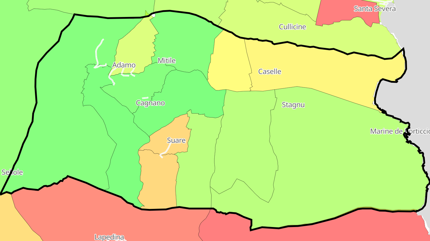 Carte des prix de l'immobilier Cagnano
