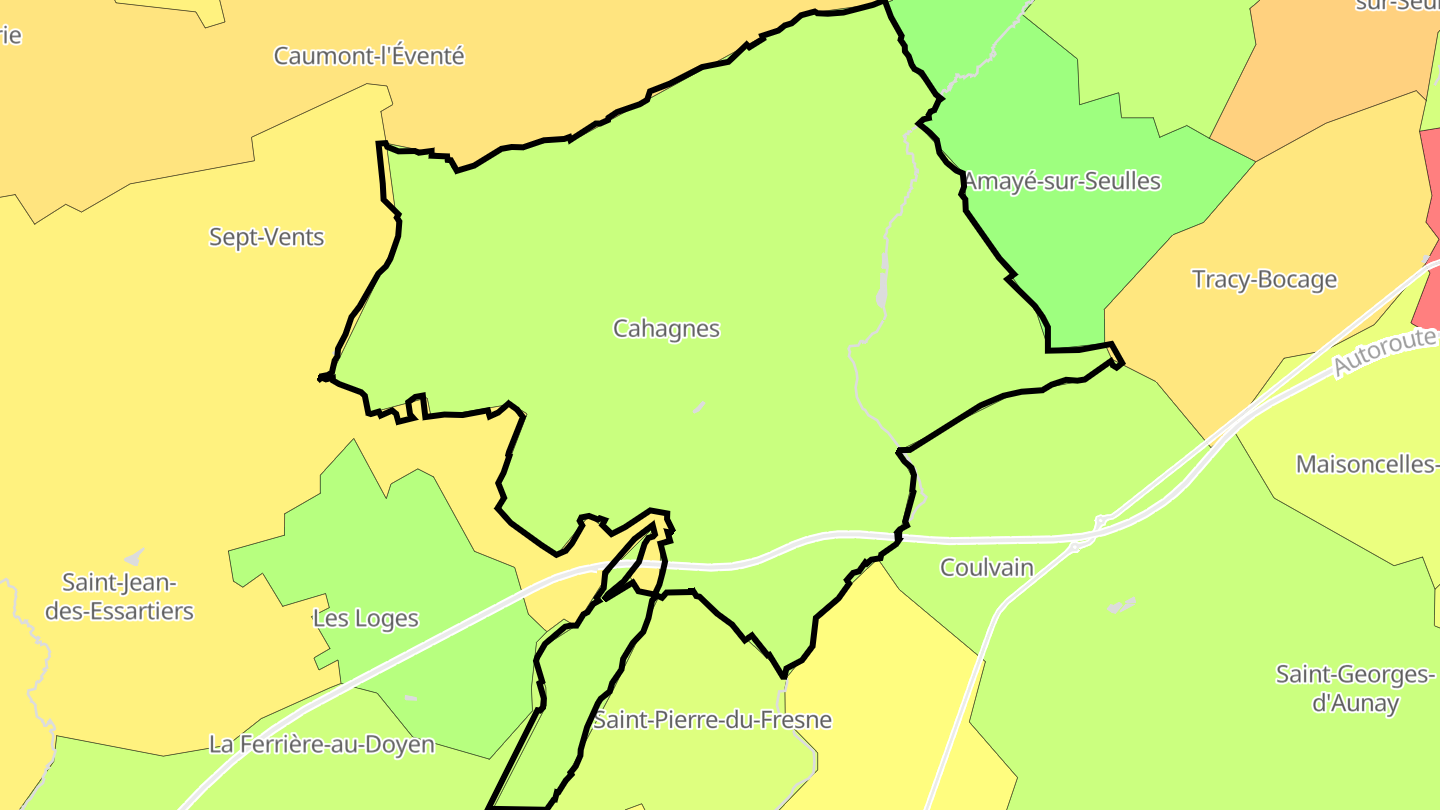 Carte des prix de l'immobilier Cahagnes