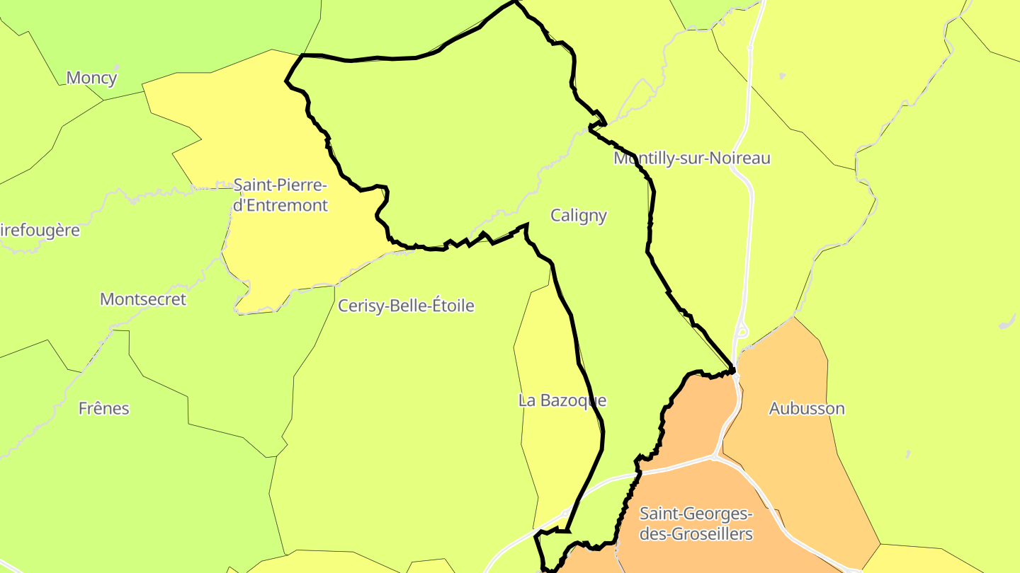 Carte des prix de l'immobilier Caligny
