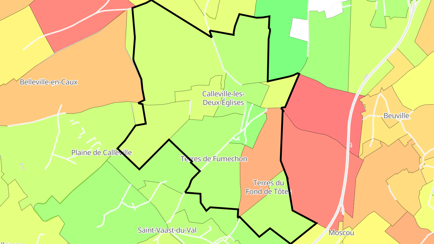 Carte des prix de l'immobilier Calleville-les-Deux-Églises