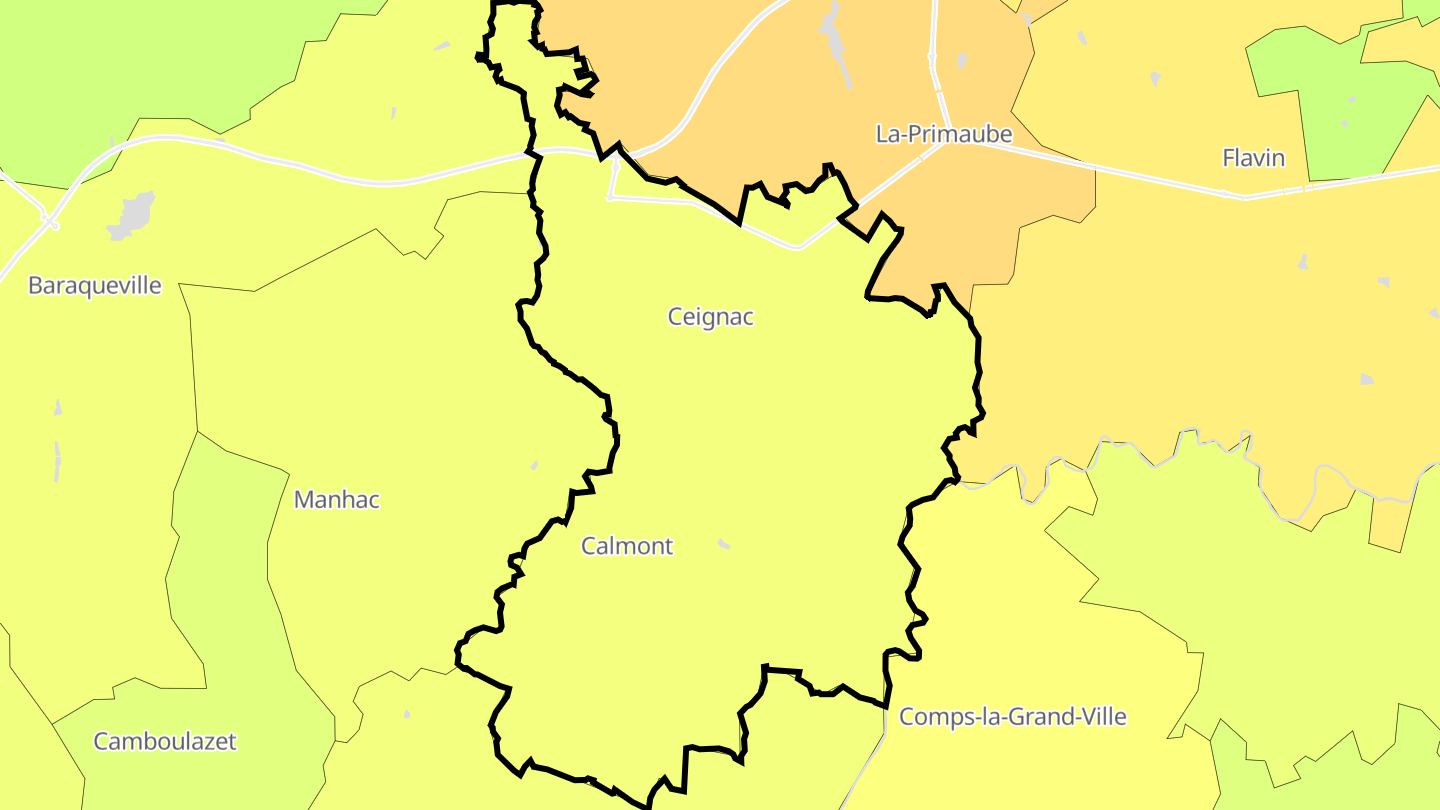 Carte des prix de l'immobilier Calmont
