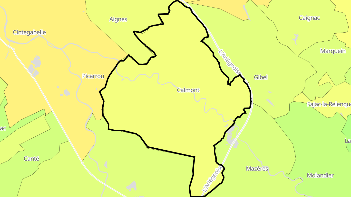 Carte des prix de l'immobilier Calmont