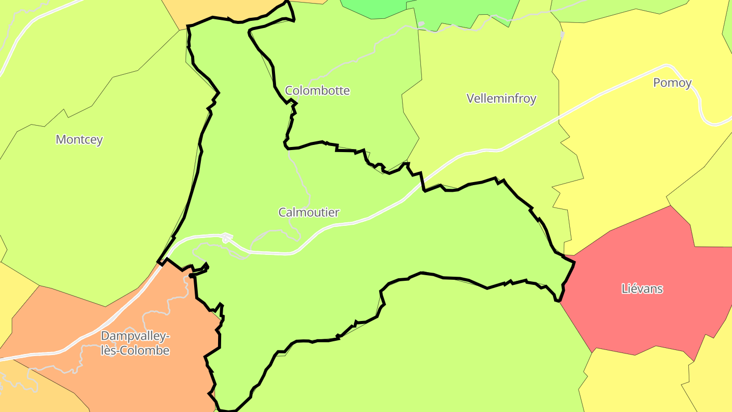 Carte des prix de l'immobilier Calmoutier