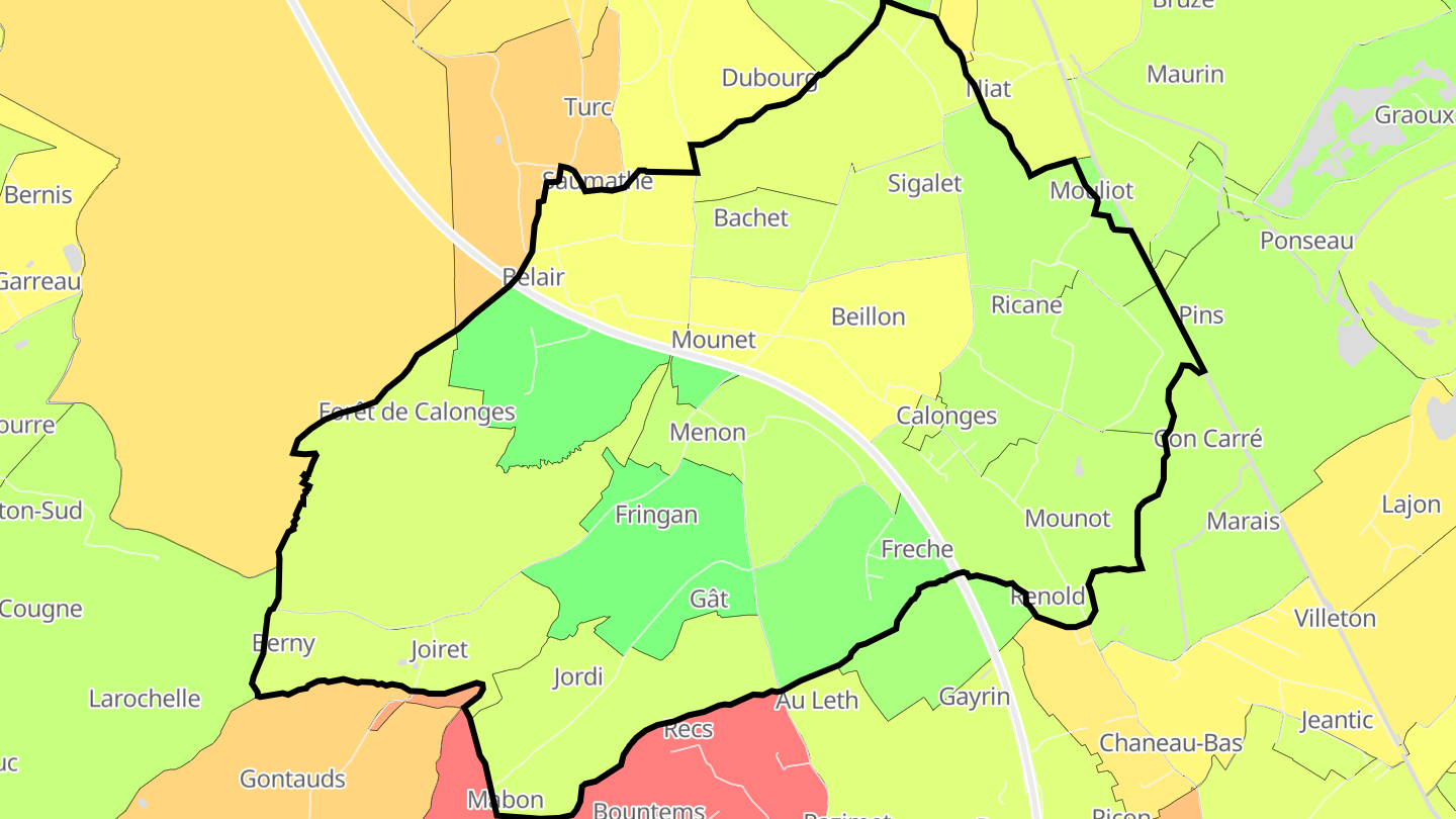Carte des prix de l'immobilier Calonges