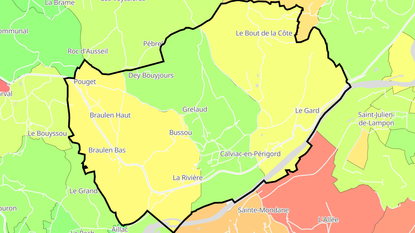 Carte des prix de l'immobilier Calviac-en-Périgord